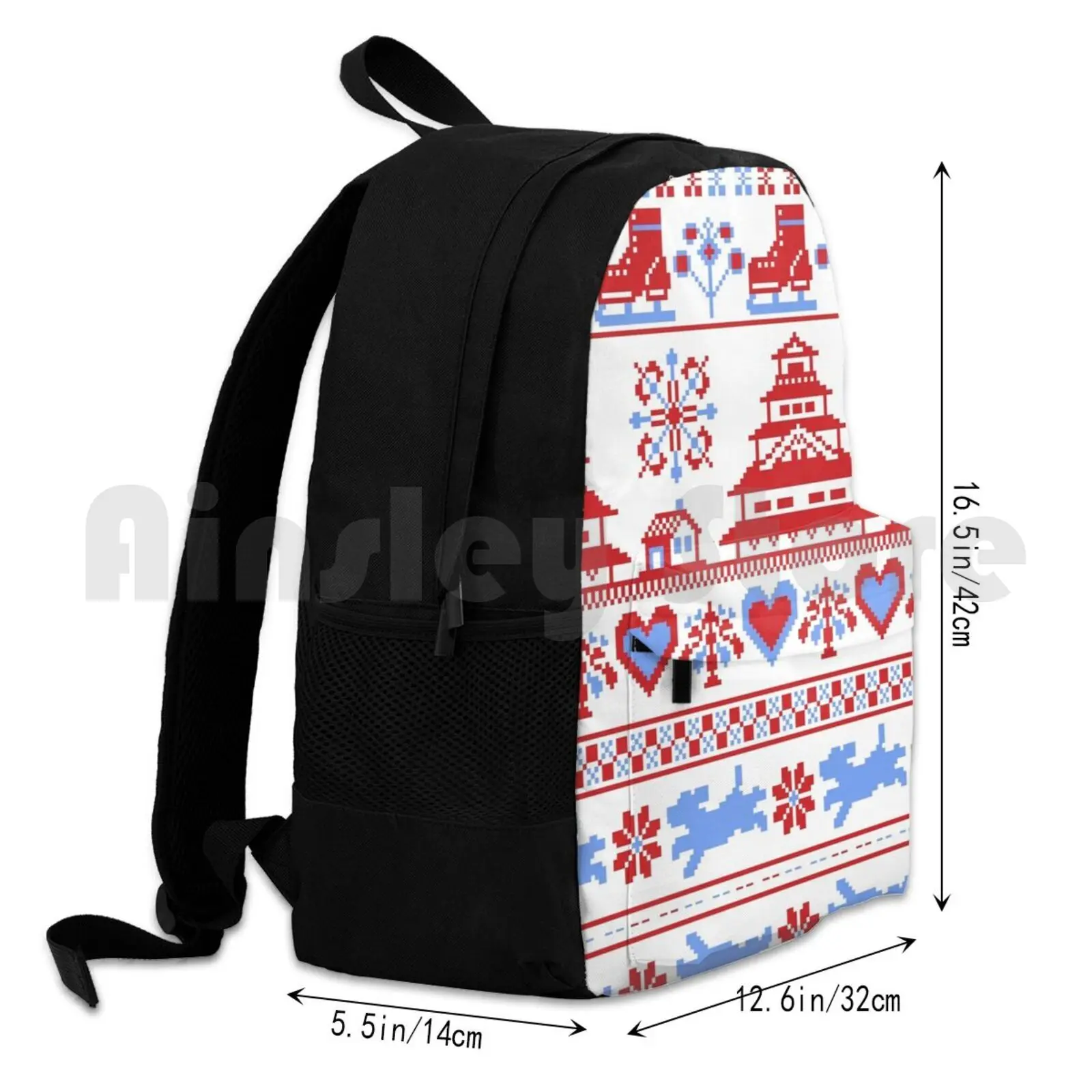 Winter Ice Skating Aesthetic Outdoor Hiking Backpack Waterproof Camping Travel On Ice Yoi Ice Skating Figure Skating Pixel Art image 3