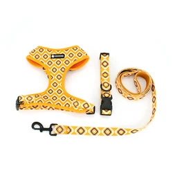 Collarlogo Adjustable Pet Dog Collar Durable Soft Cute Creative Yellow Purple Contrast Leash Neoprene Harness Poop Bag Dispenser