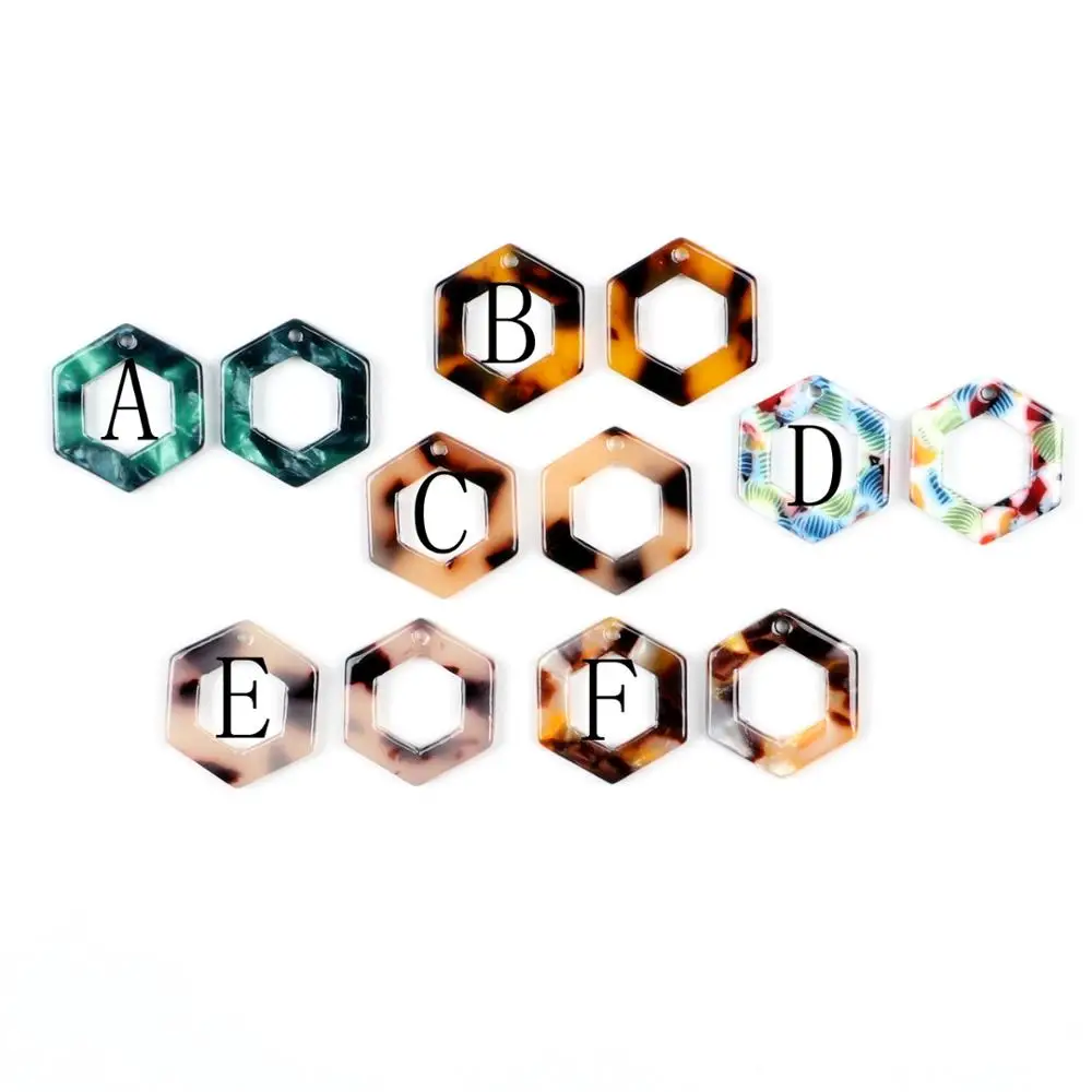 Leopard Print,Tortoise Shell Earring Charm,Acetate Acrylic,Hexagon Shaped,Boho,Earring Parts,Ohrringe finding,19X17mm-ACE268