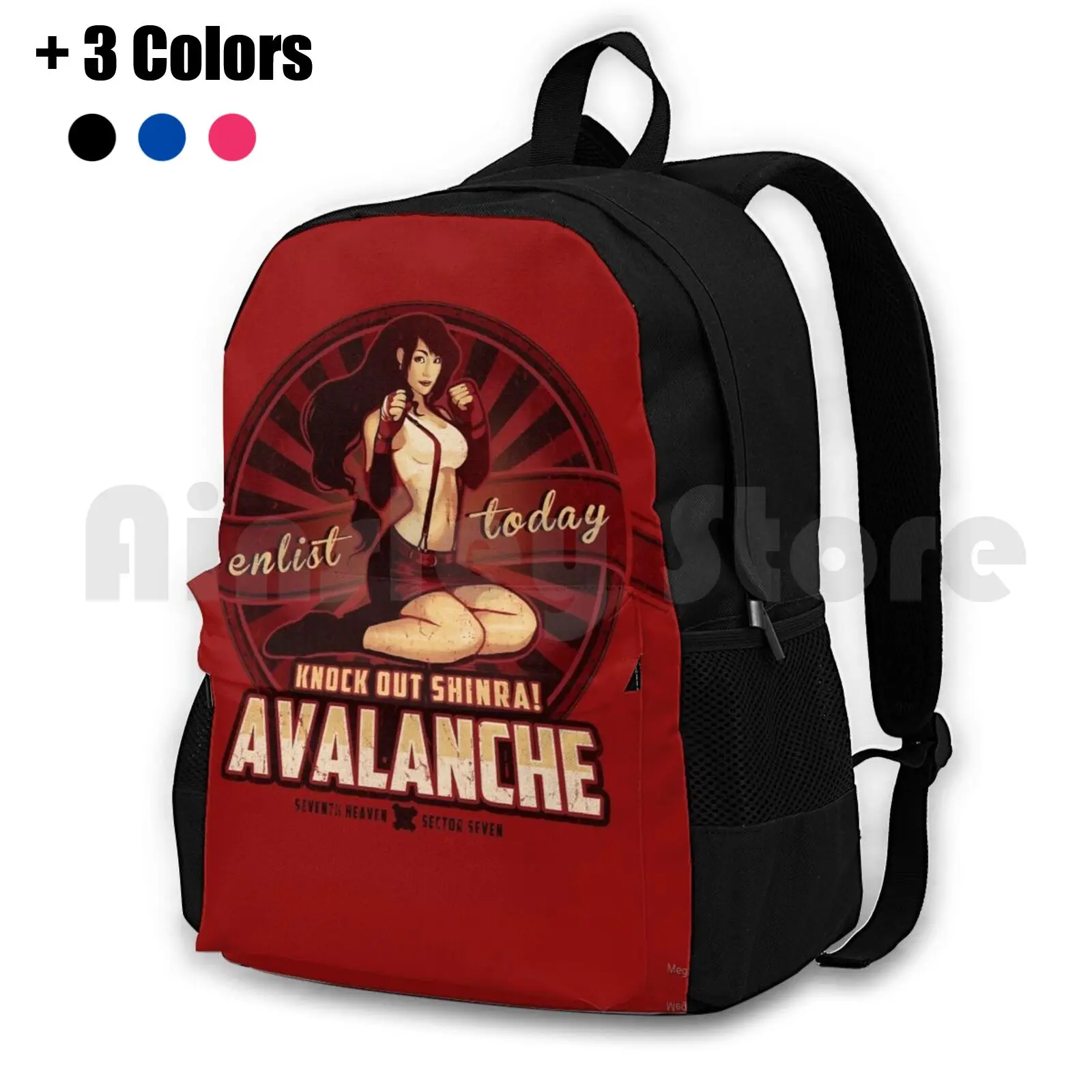 Avalanche Wants You! Outdoor Hiking Backpack Waterproof Camping Travel Megan Lara Avalanche Propaganda Ff7 Final Fantasy Final