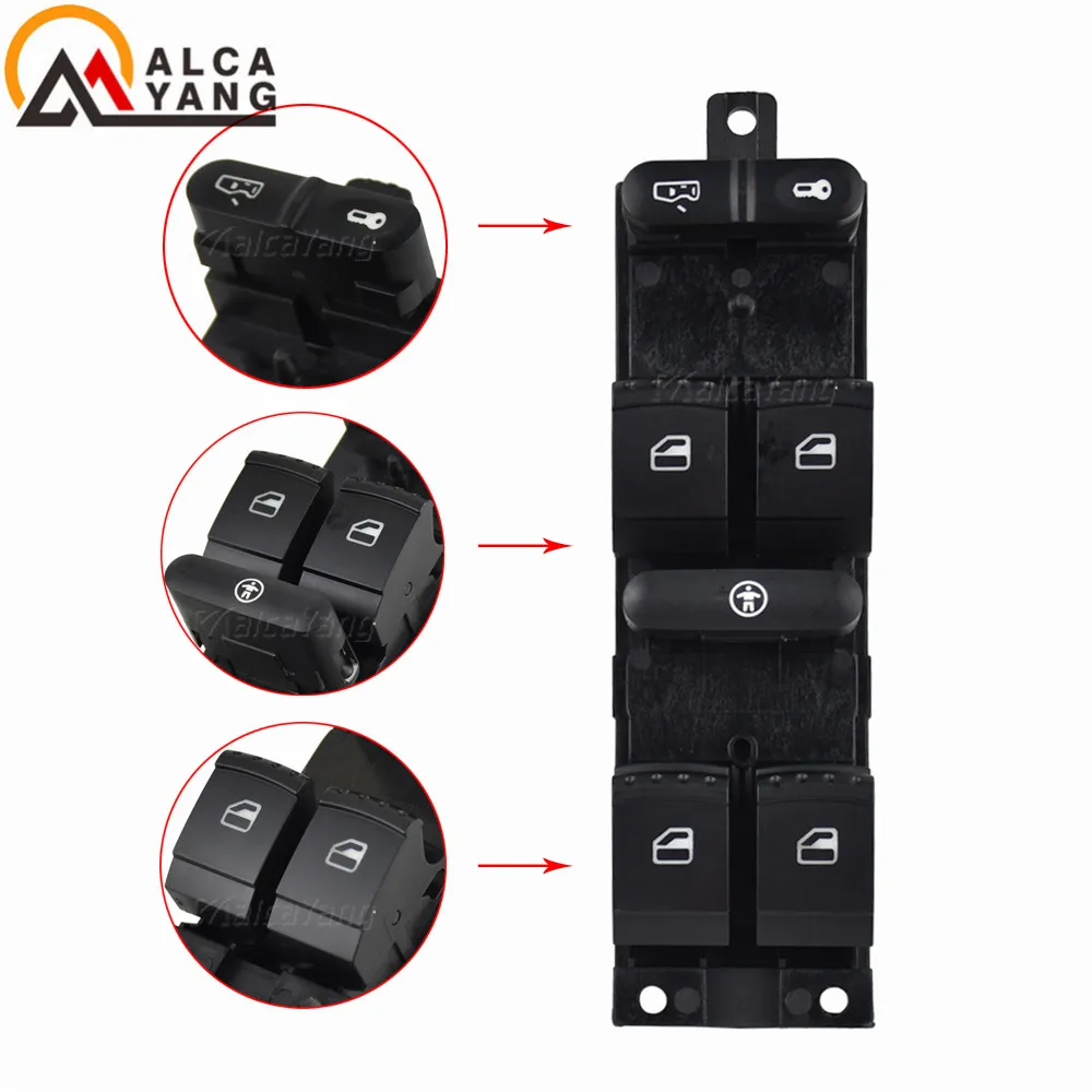 Hight quality master Window Control Switch Button for VW 99-04 GTI Golf 4 Jetta MK4 BORA BEETLE Passat B5 B5.5 Seat Leon TOLEDO