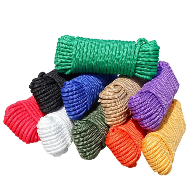 10M 8mm Braided Nylon Polypropylene Rope Strong PP Climbing Boat Yacht Sailing Pulley Clothes Line DIY Craft Decoration 10 Color