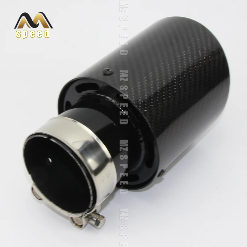 Car accessories exhaust muffler tail-throat universal flanged bright carbon fiber black stainless steel for BMW E46 E90