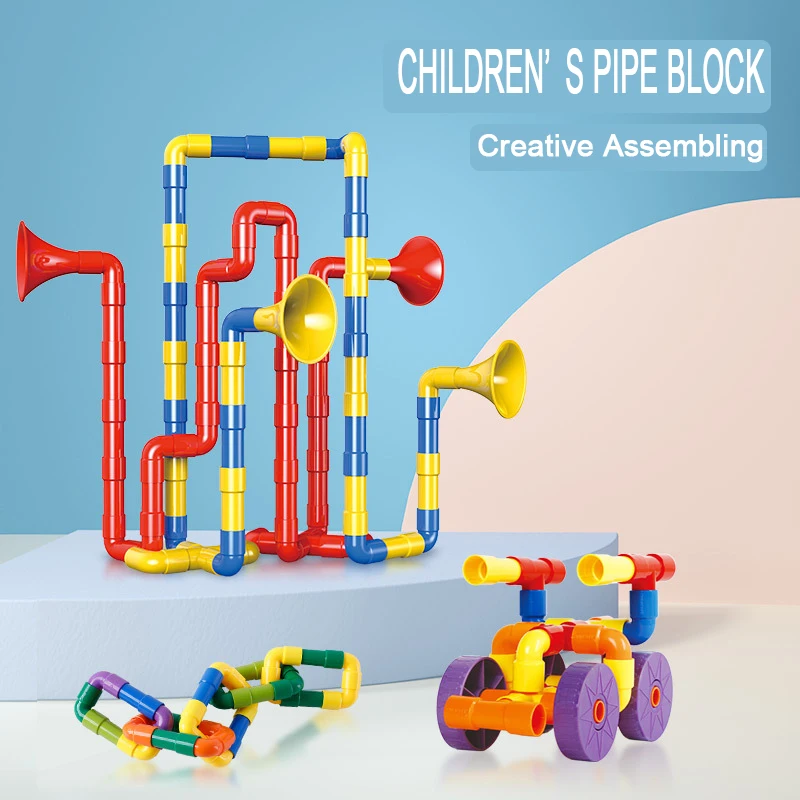 Onshine DIY Children Speaker Water Pipe Building Blocks Pipeline Tunnel Construction Enlightening Educational Assembling Toys