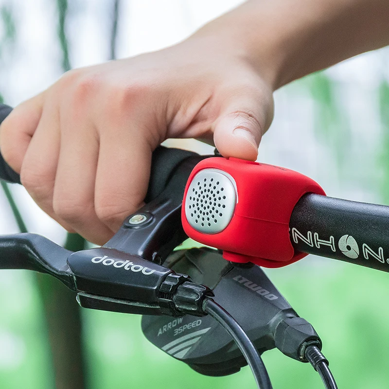 ROCKBROS 90db bici elettrica corno di bicicletta campane di allarme sicurezza MTB ciclismo manubrio campana Gel di silice anello accessori per