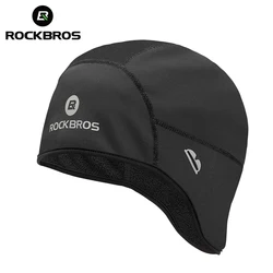 ROCKBROS Winter Cycling Cap Lightweight Windproof Warm Fleece Hat Reserved Temple Holes No Brim Cap Men Women Cycling Headwear