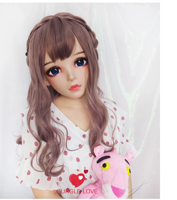 

(Wan-06)Female Sweet Girl Resin Half Head Kigurumi BJD Eyes Crossdress Cosplay Japanese Anime Role Lolita Mask With Eyes And Wig