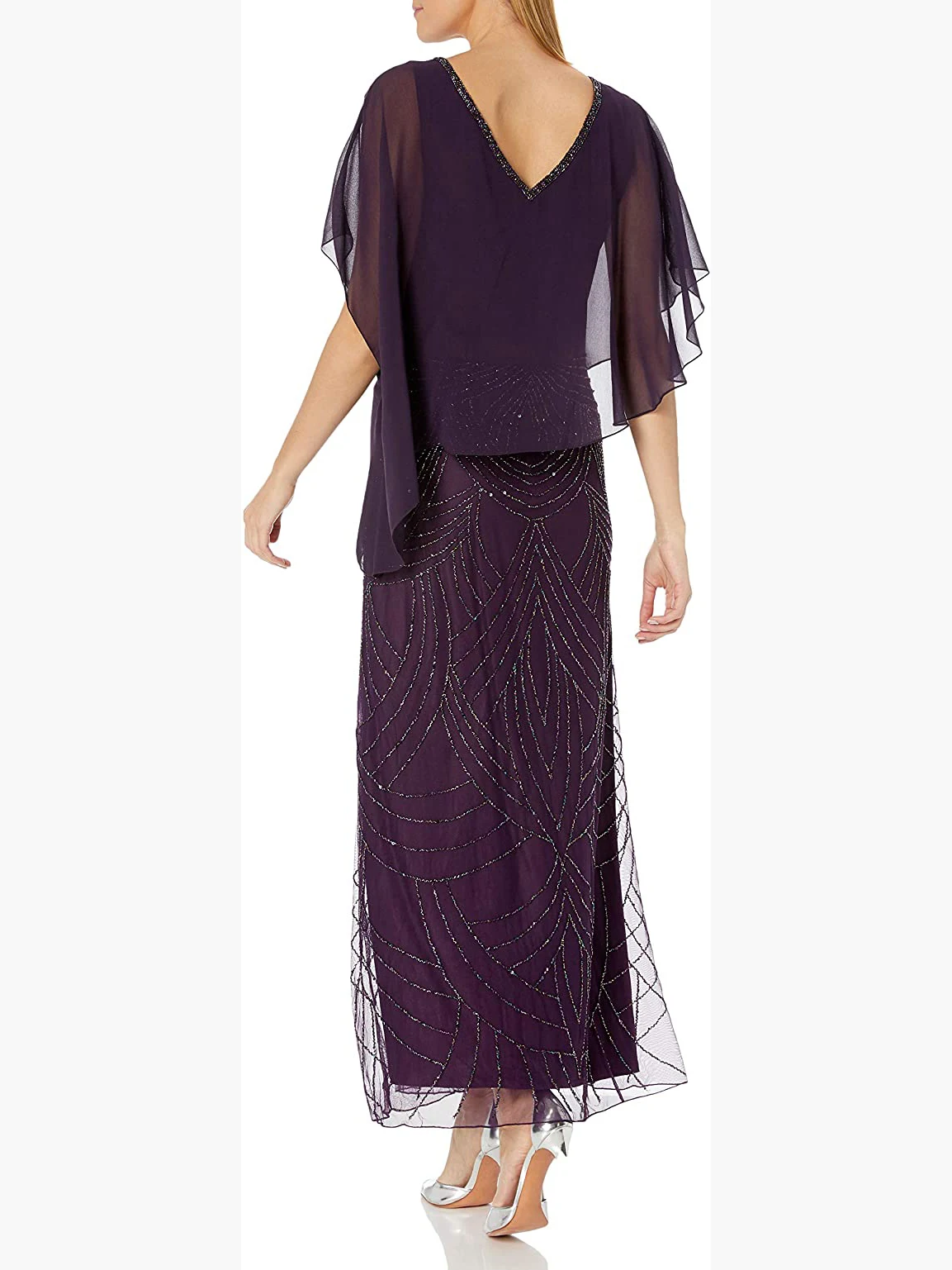 Vestido largo de gasa para madre de la novia, ropa sin mangas con cuello de pico y lentejuelas, para invitados de boda y ocasión especial, con cuentas, novedad