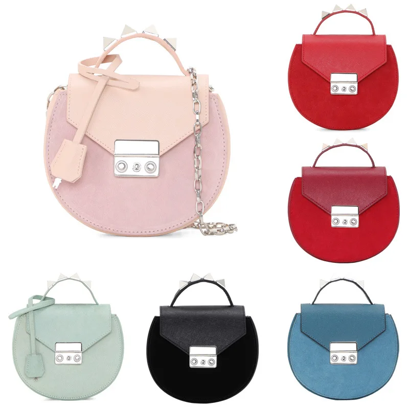 2020 New design women round saddle bags suede leather chain handbags