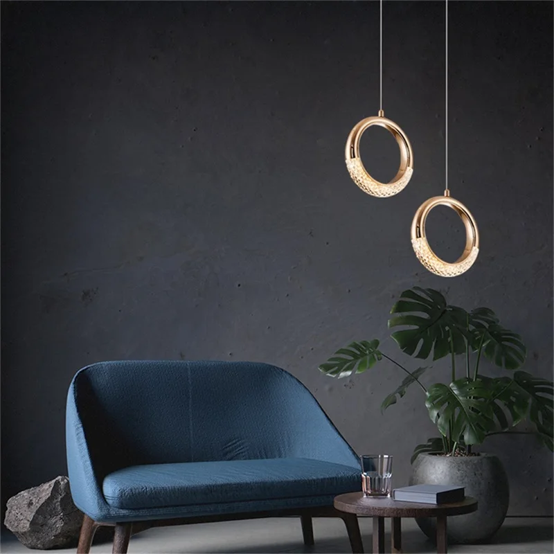 WPD Pendant Light Modern LED Creative Lamp Fixtures Round Ring Decorative for Home Stairs Aisle