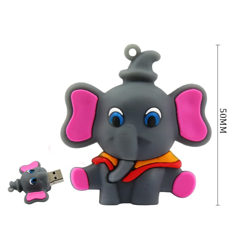 Real Capacity USB Flash Drive 4GB/8GB/16GB/32GB/64GB Memory Stick Cartoon Elephant flash Disk Pen Drive Hot sale