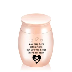 Customized heart-shaped cremation urn memorial pet ashes holder dog paw print ashes urn-You may have left my life...