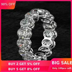 Eternity Oval cut Moissanite Diamond Ring 100% Original 925 sterling silver Engagement Wedding band Rings for Women Jewelry Gift