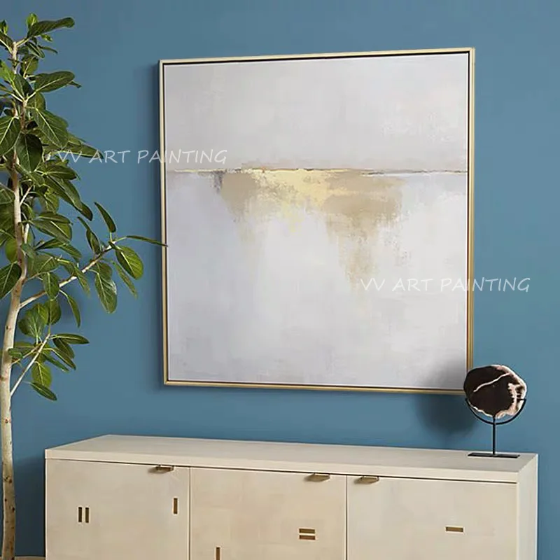 Handmade Abstract Simple Gold Foil Pure Canvas Painting Modern Picture for Living Room Aisle Fashion Wall Art Picture Gifts