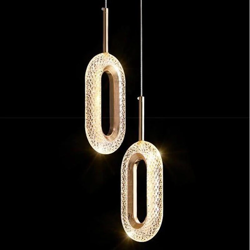 Nordic Luxury Acrylic Particles Oval LED Pendant Lights for Living Room Bedside Minimalist Creative Loft Suspension Hanging Lamp