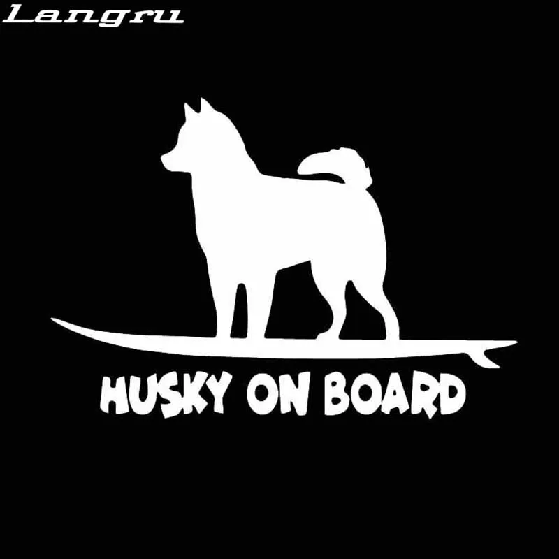 Langru 15.7X10.8CM Funny Decal Vinyl Husky On Board Dog Car Sticker For Car Window Decor Accessories Jdm