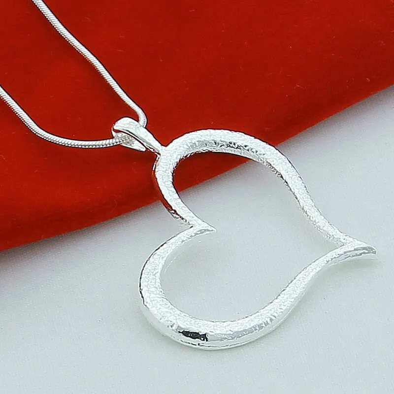 BABYLLNT New Fashion 925 Sterling Silver Big Love Heart Pendant Necklace For Women Silver 925 Jewelry Necklace Gift