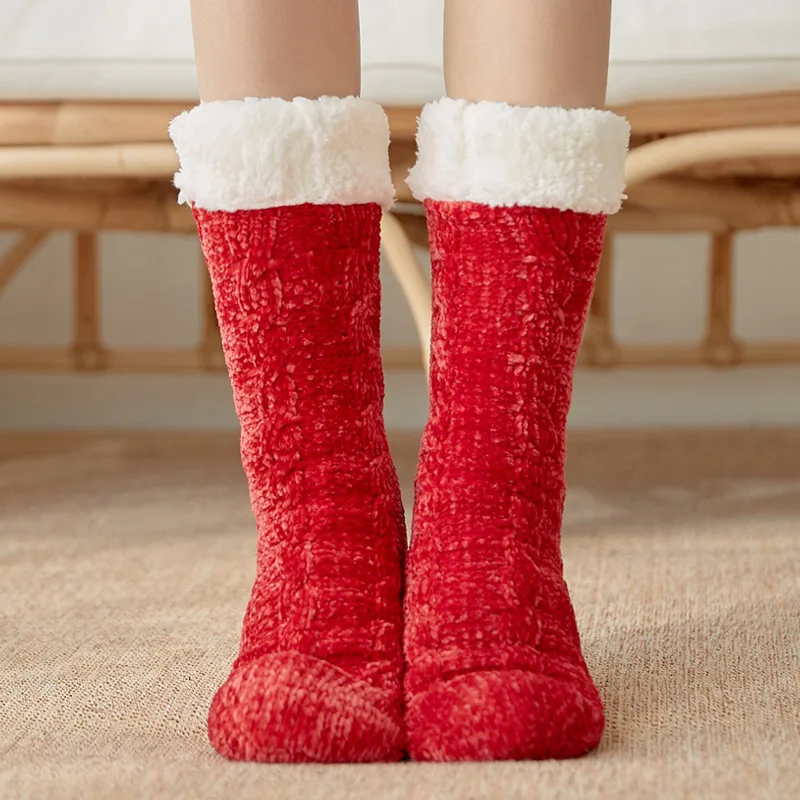 MN christmas socks Women Winter Cotton Socks Solid Thicker Anti-slip Floor Socks Carpet Socks calcetines mujer новогодние носки