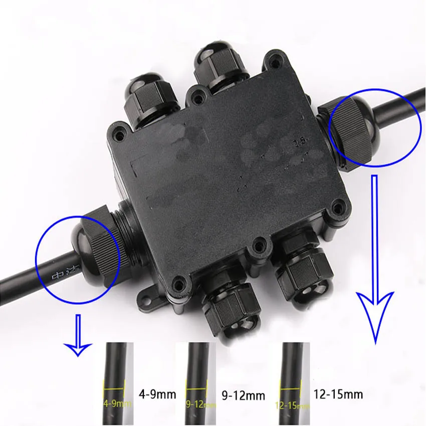 Распределительная коробка IP68 Водонепроницаемая УФ-солнцезащитная наружная многократная пластиковая электрическая распределительная коробка Корпус Кабельный провод Разъем