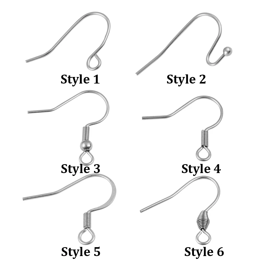 

50pcs Hypoallergenic Stainless Steel Earrings Hooks Muti-style Earrings Clasps Findings Earring Wires For Jewelry Making Supplie