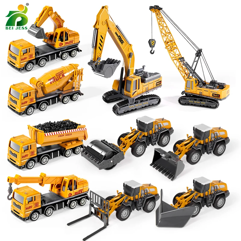 Children Construction Set Car Toys Engineering Vehicles Plastic Simulation Model Kids Diecast Truck Games Excavator For Boys