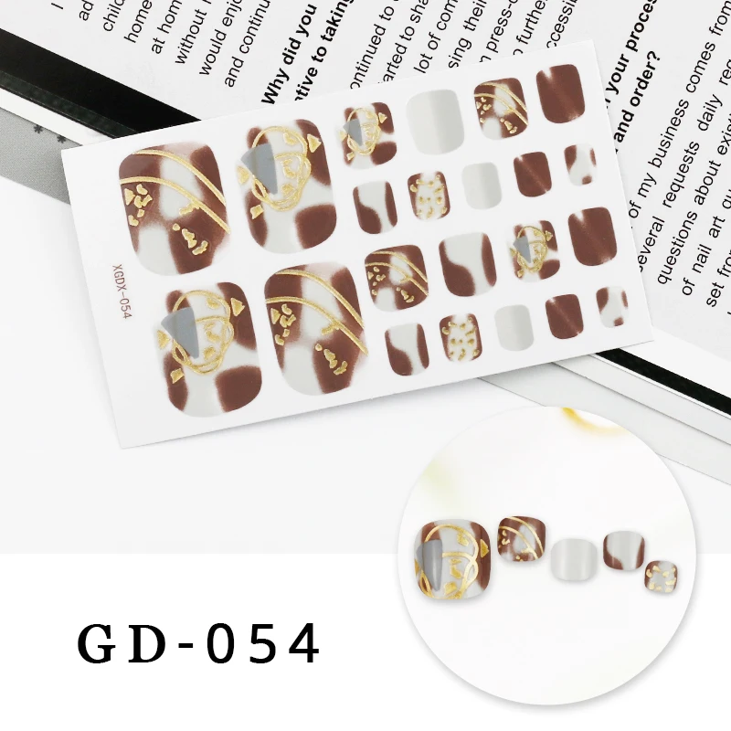 22Pcs/Sheet Summer Nail Sticker Feet Self Adhesive Stickers for Nails Glitter Decals for Manicure Shiny Decorations for Feet