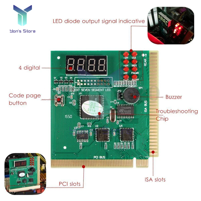 Imagem -05 - Dígitos Display Lcd Computador Analisador de Diagnóstico Pós Cartão Placa Placa-mãe Testador com Indicador Led para Isa Pci Bus Mian Placa 24