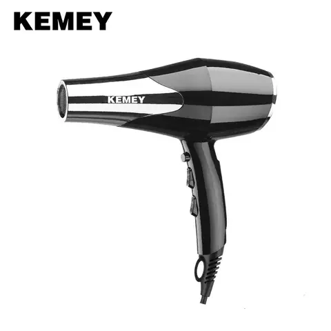 Kemei 1400 와트 풀 사이즈 프로 헤어 드라이어 전문 살롱 블로우 건조기(집중 장치 노즐 부착 포함) 3 속도 빠른 건조