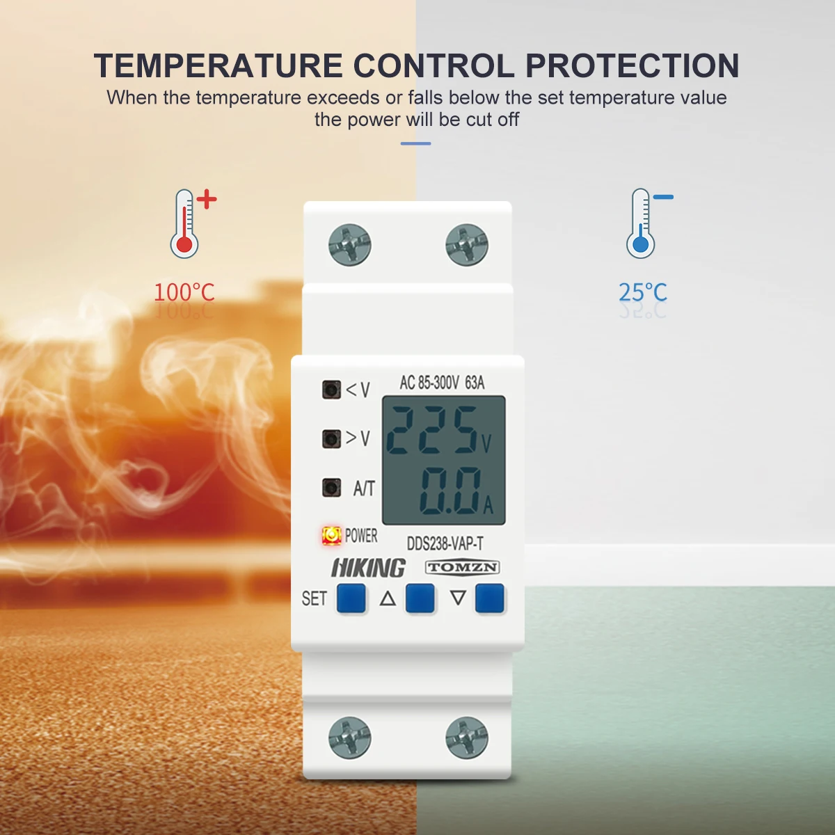 Din Rail Adjustable Over Under Voltage Protective Device Current Temperature Limit Protection Voltmeter Ammeter Kwh TOMZN