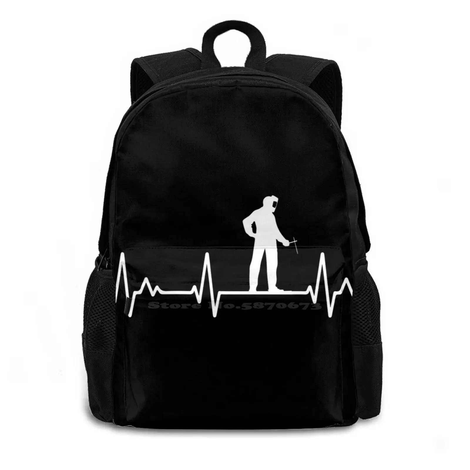 Heartbeat 3d Print Design Backpack Casual Bag S Funny Idea Funny Weld Quote Vintage Retro Metal Metalworker Quotes Dad