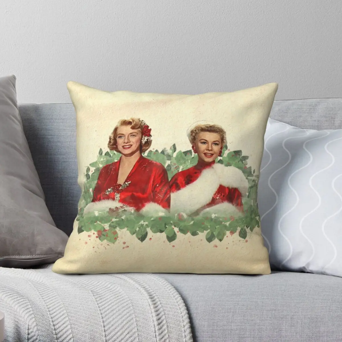 

Sisters A Merry White Christmas Square Pillowcase Polyester Linen Velvet Creative Zip Decor Pillow Case Home Cushion Cover 18"