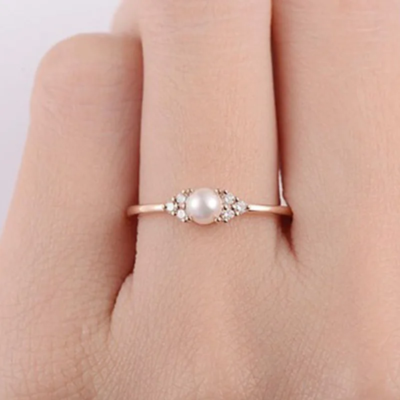 Milangirl Fashion Refined Two Color Freshwater Cultured Pearl Golden Silver Color Zinc Alloy Rings for Women Engagement Jewelry