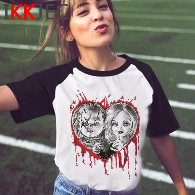 Cool Chucky Horror Anime Harajuku T Shirt Men Unisex Streetwear Couple T-shirt Funny Cartoon Grunge Tshirt Fashion Top Tees Male