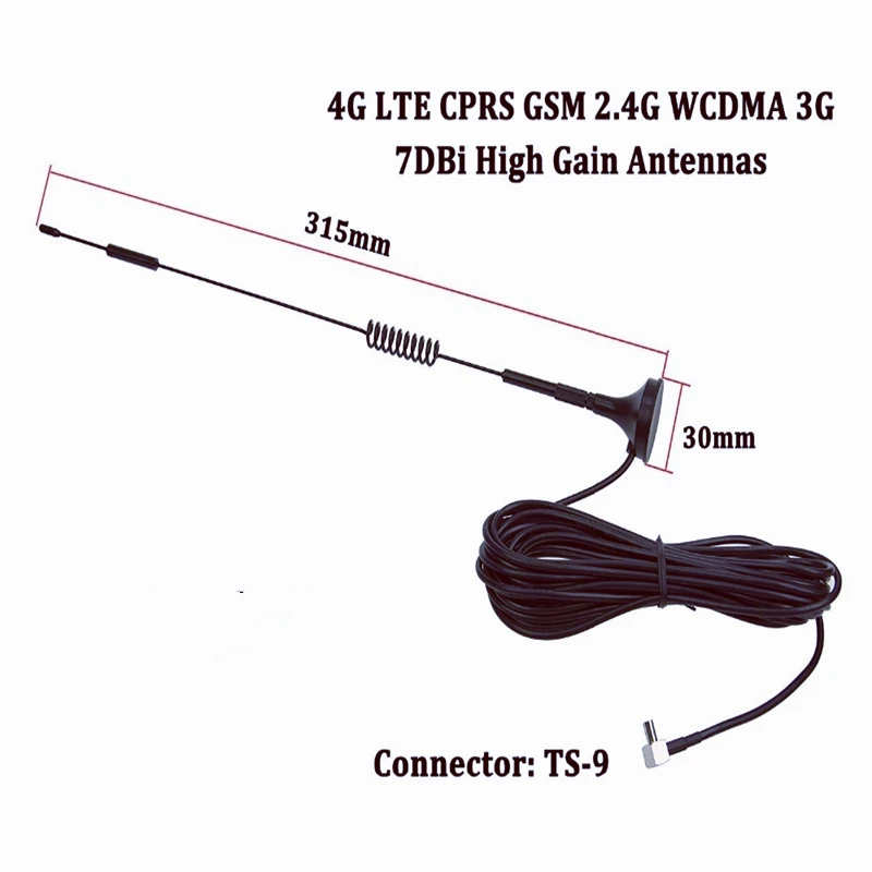 

10pcs 7dbi 3G/4G LTE antenna TS9 connector Omni-Directional Antenna With Sucker Base​​ Interface Antennas