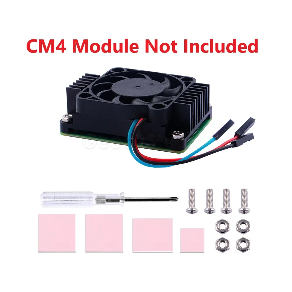 Raspberry Pi Aluminum Alloy CNC Extreme Heat Sink Adjustable Speed Cooling Fan Automatic Shutdown For RPI CM4 Compute Module