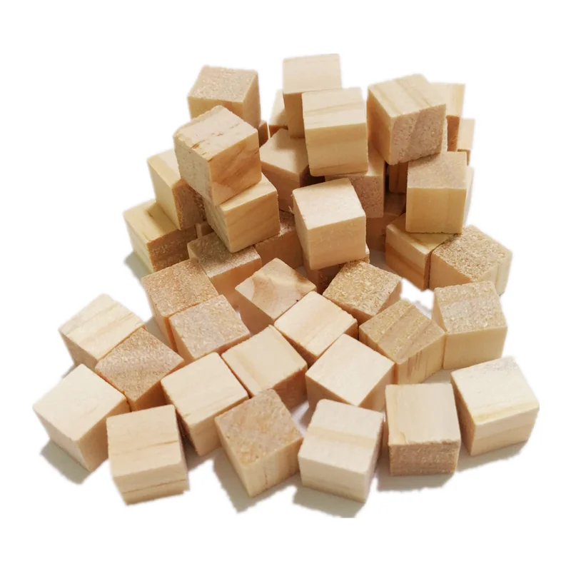 50pcs 10mm Unfinished Wooden Cubes Wooden Square Blocks Ornaments for Crafts Alphabet Blocks Number Cubes or Puzzles Making