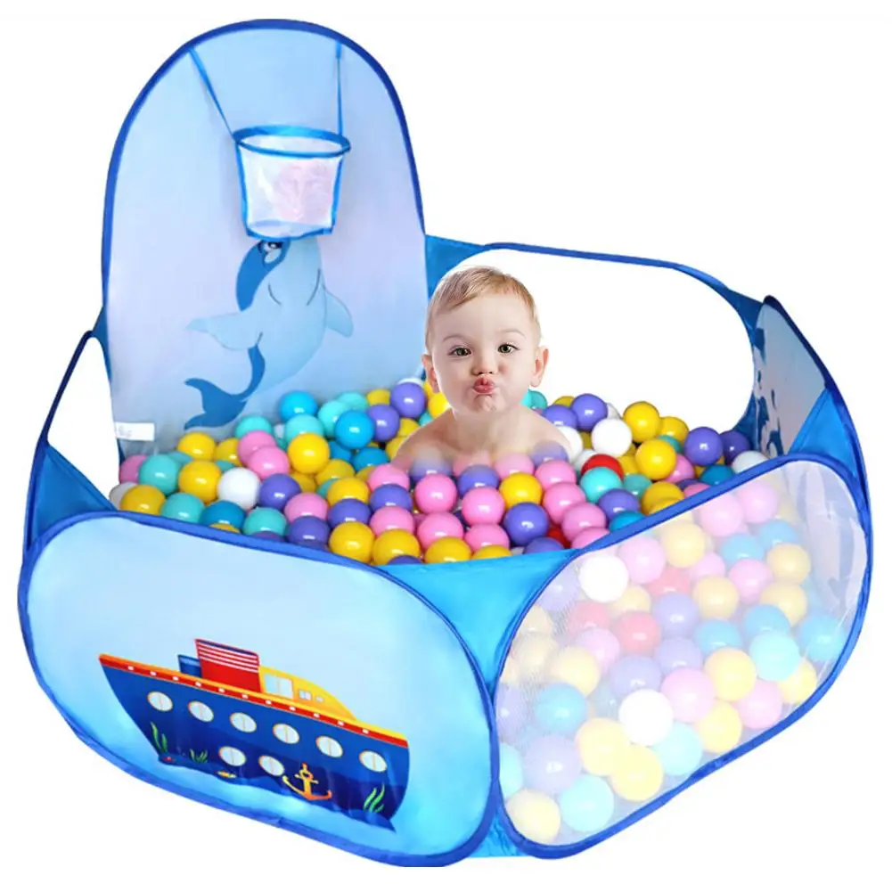 Cartoon Dolphin Pattern OUTAD Baby Ball Pit Foldable Washable Toy Pool Children Hexagon Ocean Game Play Tent House