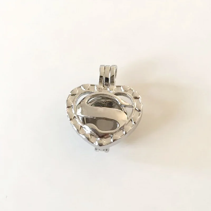 Can Open 18KGP Heart-shaped Big S Locket Cage Cool Cute Alphabet S Pendant Mounting