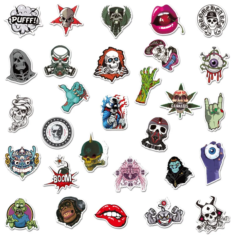 10/30/50PCS Terror Serie Schädel Graffiti Aufkleber Gitarre Laptop Skateboard Gepäck Wasserdichte Kühle Graffiti Aufkleber Kind spielzeug