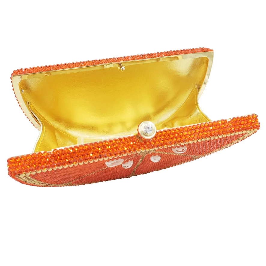 Fashion Crystal Evening Bags Orange Fruit Melon Clutch Bags Luxury Diamond Party Handbags Wedding Purse sc321