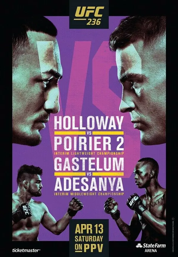 Holloway VS Poirier 2 Fight Event Silk Fabric Wall Poster Art Decor Sticker Bright