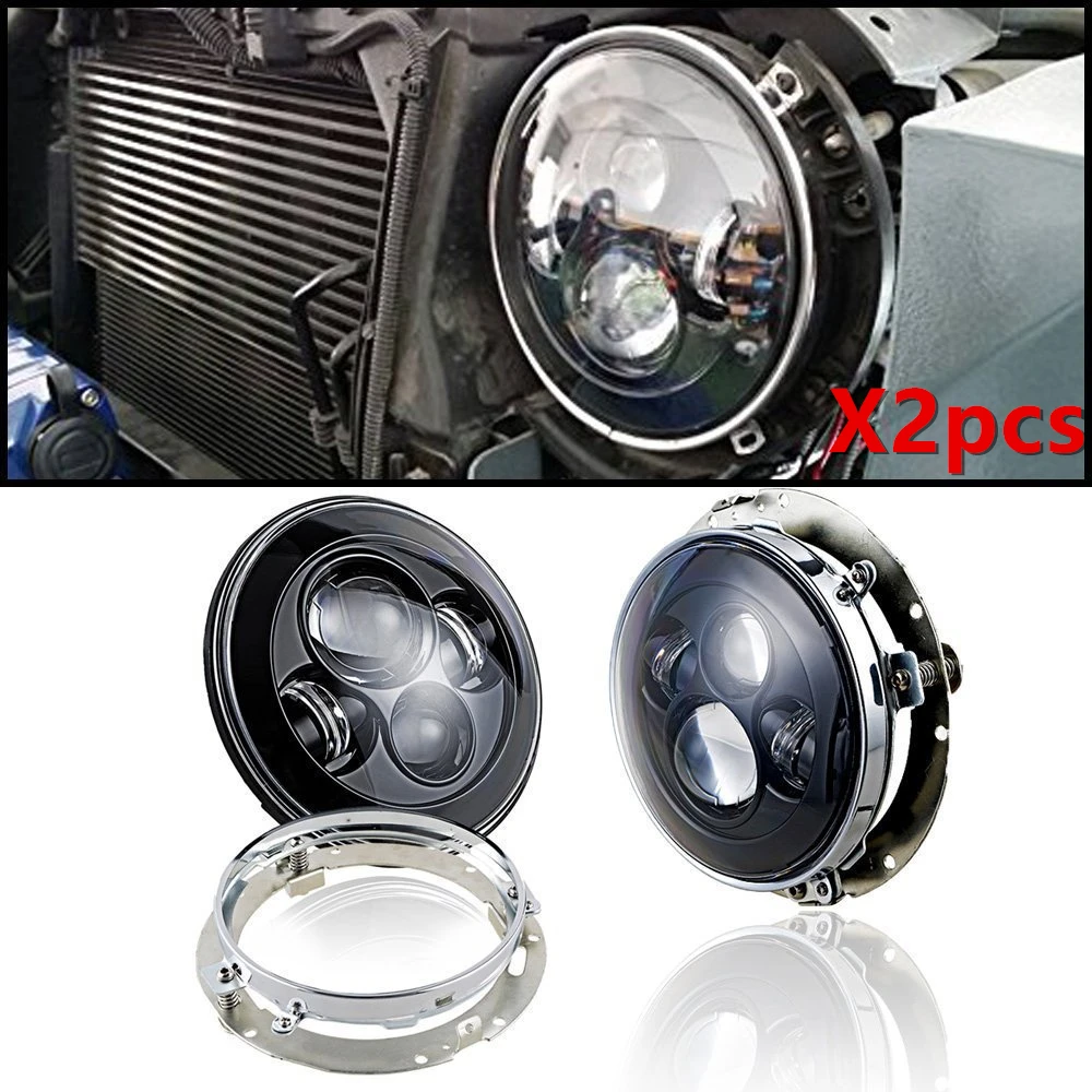 

2pcs 7" Round Led Headlight With 2pcs 7 Inch Headlight Mounting Bracket Ring Bracket Chrome For Jeep Wrangler JK 07-18