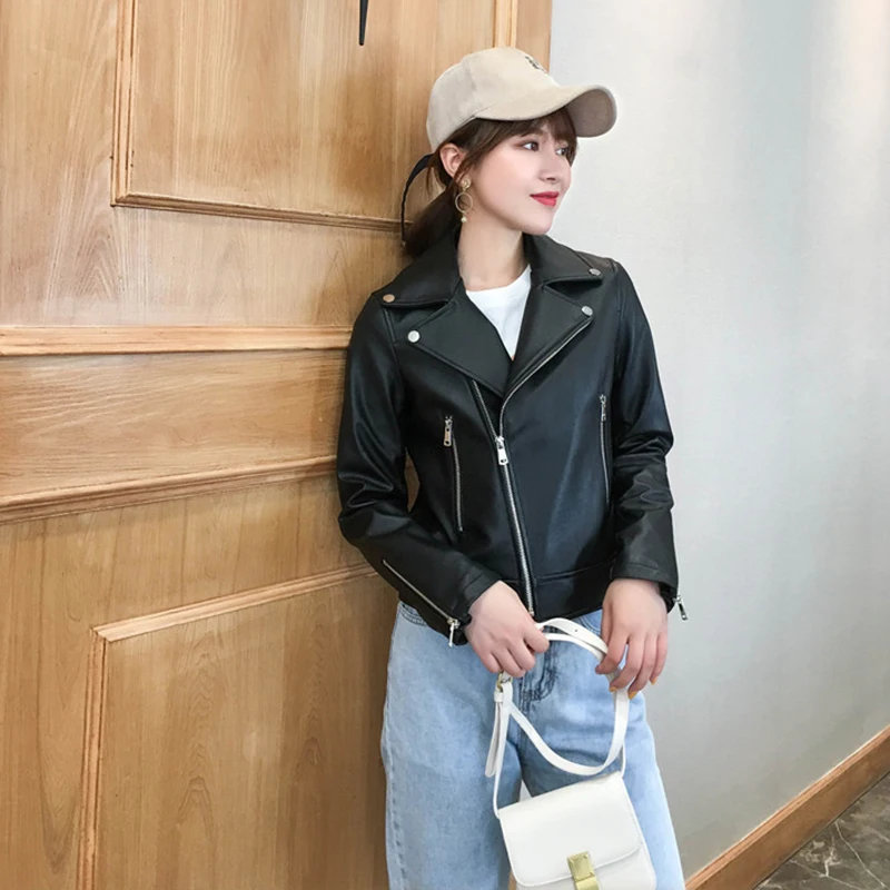 100% Sheepskin Jacket Women Slim Motorcycle Genuine Lambskin Real Leather Short Coat Female Streetwear Clothes Ladies