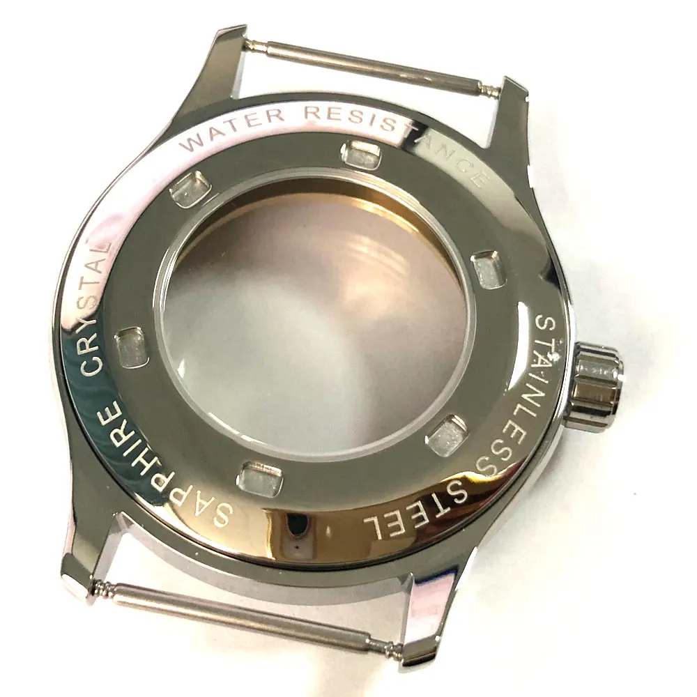 corgeut 42mm sapphire glass polished 316L Stainless Steel watch case fit ETA 2836 2824 MIYOTA 8215 821A movement