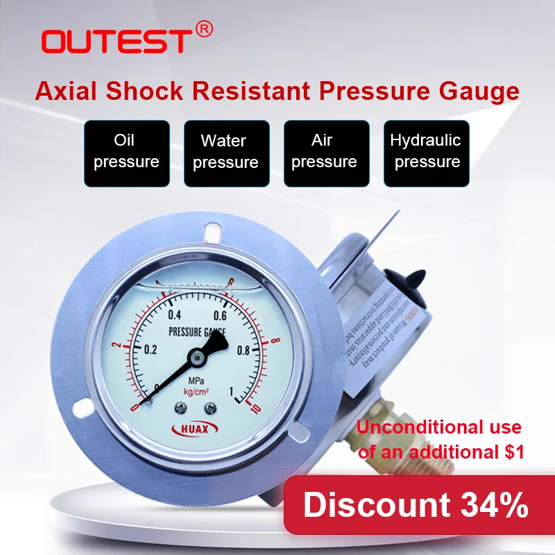OUTEST Mini stainless steel Air oil water Hydraulic Pressure gauge Thread G 1/4 manometer pressure gauge Double Scale