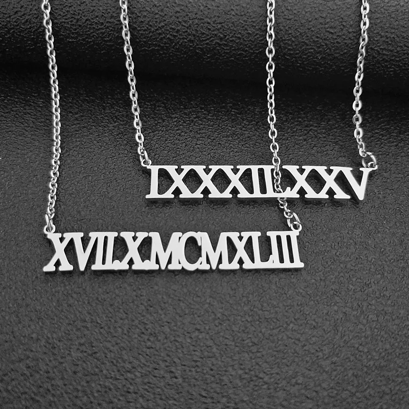 

Custom Roman Numeral Date Necklace For Women Stainless Steel Jewelry Personalizado Birthday Number Bar Necklace Mother Mom Gift