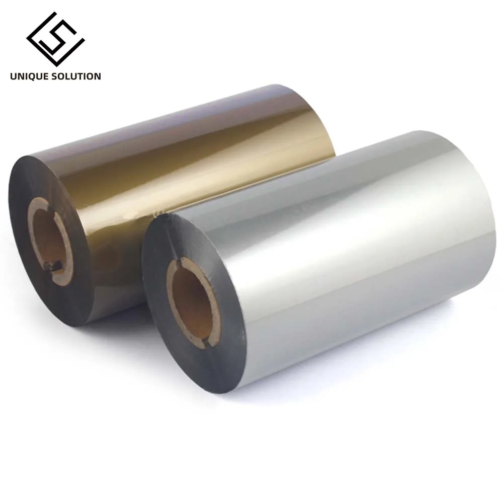 Gold Silver Ribbon 40 50 70 80 90 100 110mm 300m Barcode Printer Thermal Transfer Printing Label Gold Silver Wax Ribbon