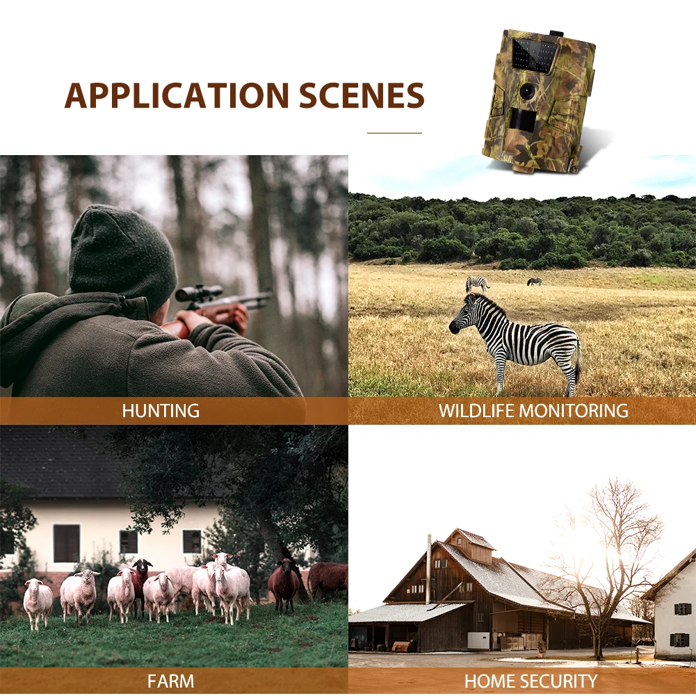 Wildlife Trail Camera 12MP 1080P Infrared Night Vision Hunting Cameras Outdoor Wild Surveillance Tracking HT001B