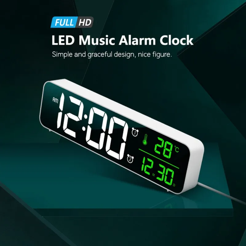 LED Digital Alarm Clock Watch For Bedrooms Table Digital Snooze Electronic USB Desktop Mirror Clocks Home Table Decoration