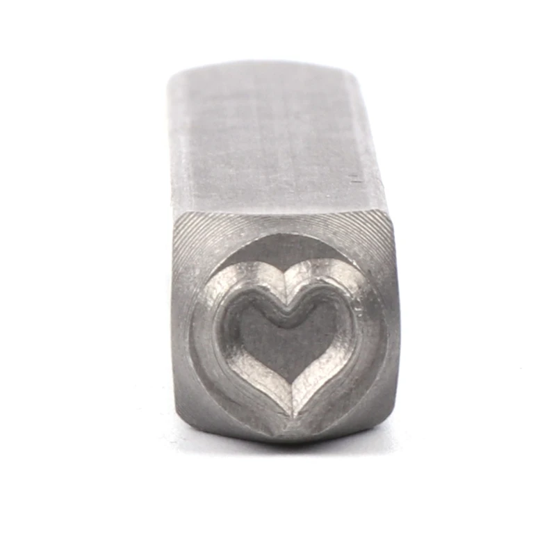Herramienta de estampado de corazón, diseño de acero, sello en relieve, punzón de mano, joyería artesanal